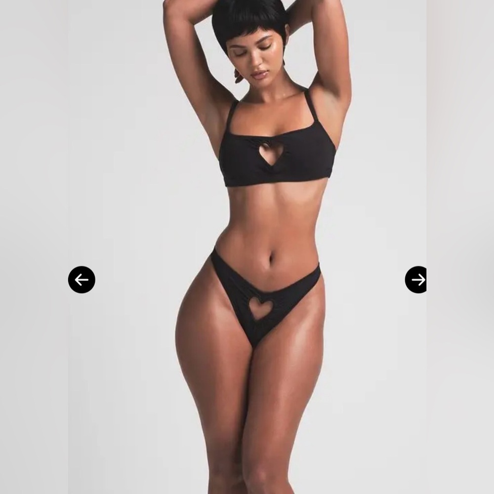 Cotton Jersey Heart Dipped Thong - Soot small NWT